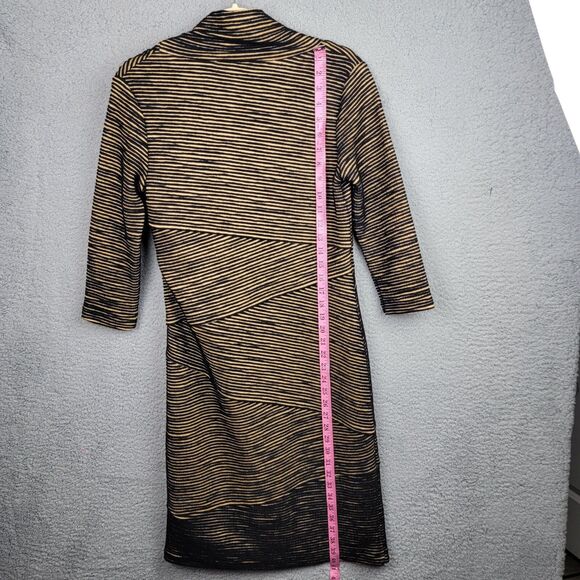 Sara Campbell Midi Wool Blend Cowl Neck Sweater Dress Striped Cozy Trending - Picture 6 of 13